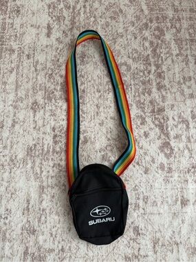Black Crossbody Bag with Rainbow Strap